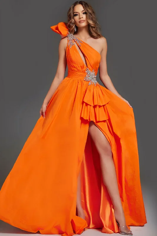 Women's Peter Pan Collar DressesJovani 40929 A Line Long Formal Beaded Prom Dress