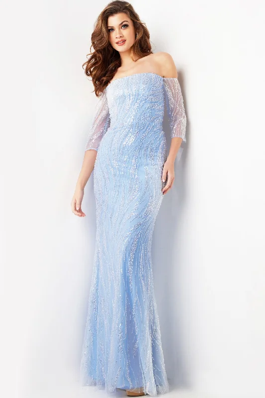 Women's Sleeveless DressesJovani 38614 Long Mermaid Beaded Sequin Formal Evening Dress