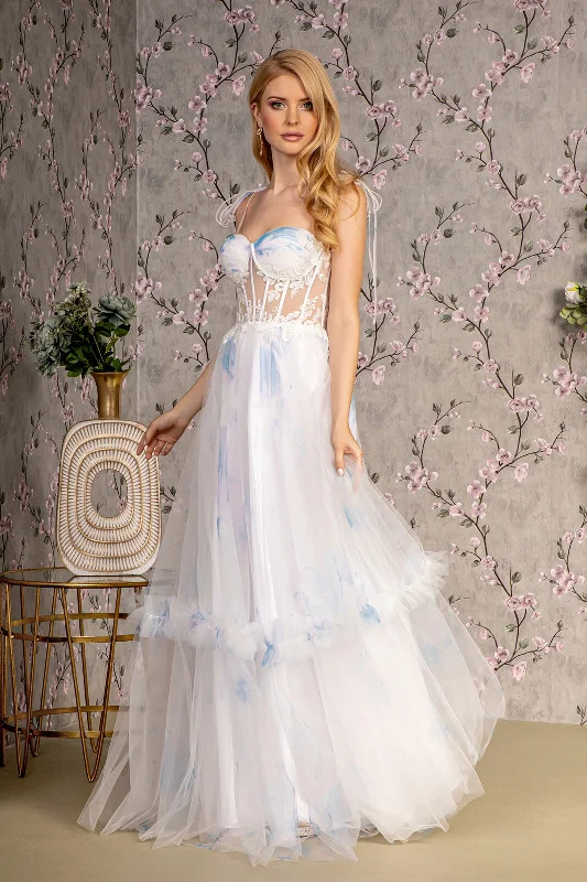 Women's Narrow Collar DressesBeaded Formal A Line Long Prom Dress