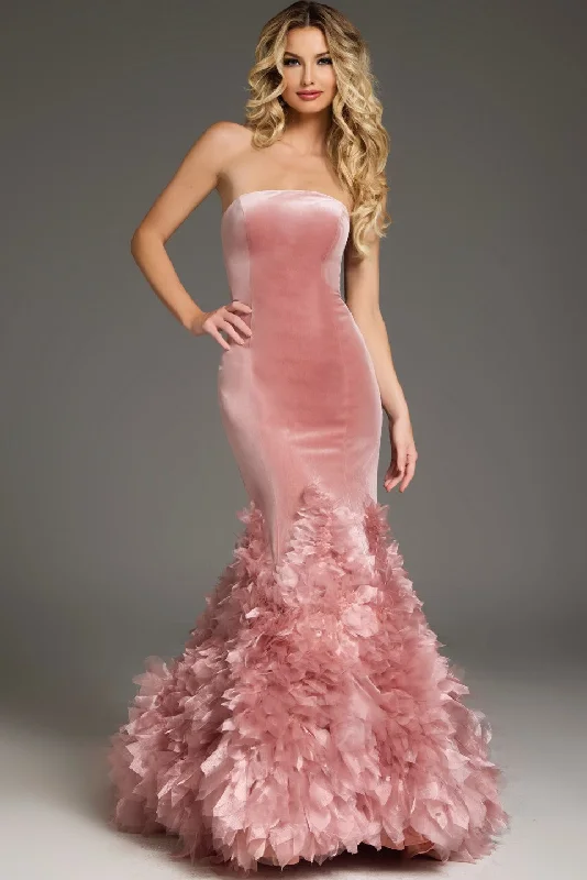 Women's Square-Neck DressesJovani 38496 Long Mermaid Formal Velvet Evening Prom Dress