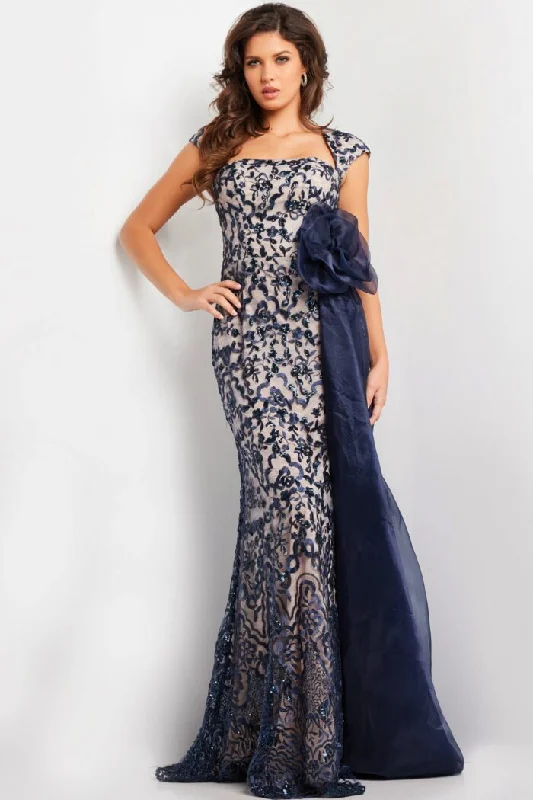 Women's Pencil DressesJovani 37203 Sequin Long Formal Lace Evening Dress