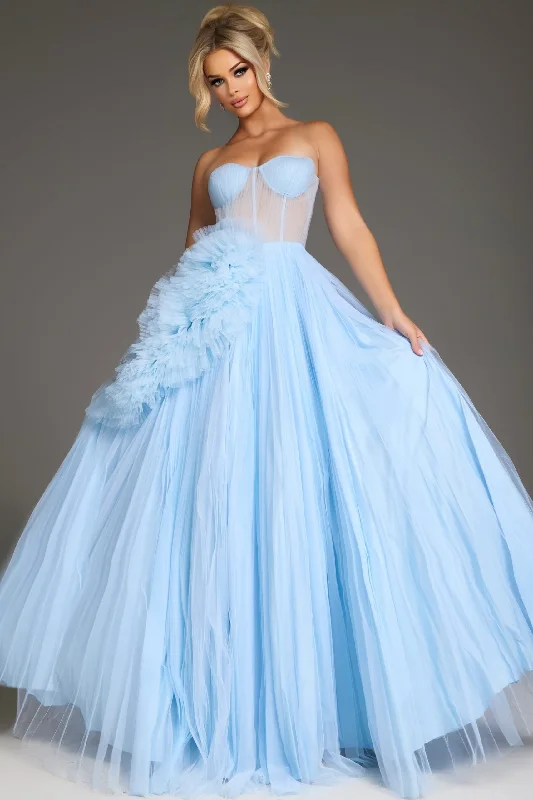 Women's U-Shaped-Neck DressesJovani 38946 Long Ball Gown Floral Corset Prom Dress