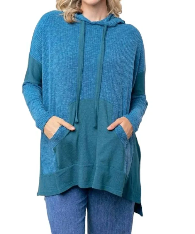 Women's Blouse with Lapel CollarReady To Go Top In Blue/green