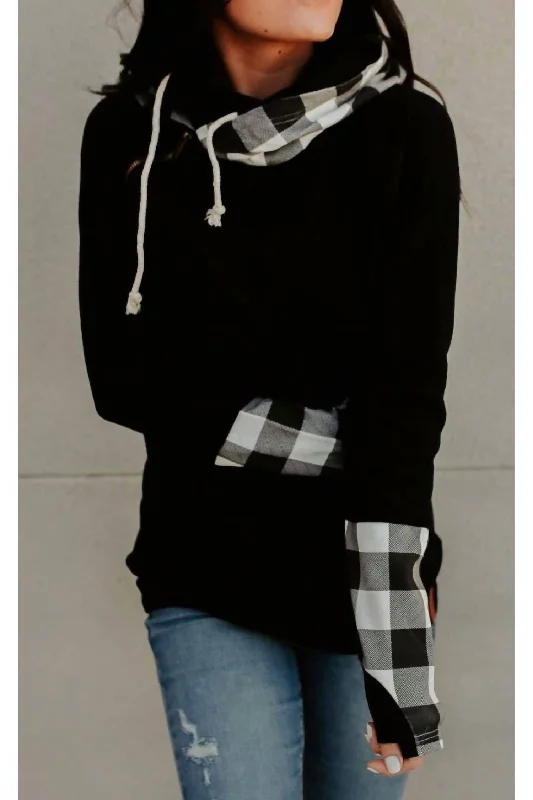 Women's Blouse with Mandarin CollarDoublehood Sweatshirt In Checks Out