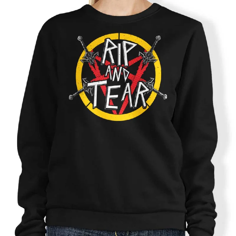 Women's Blouse with Lapel CollarRip and Tear - Sweatshirt