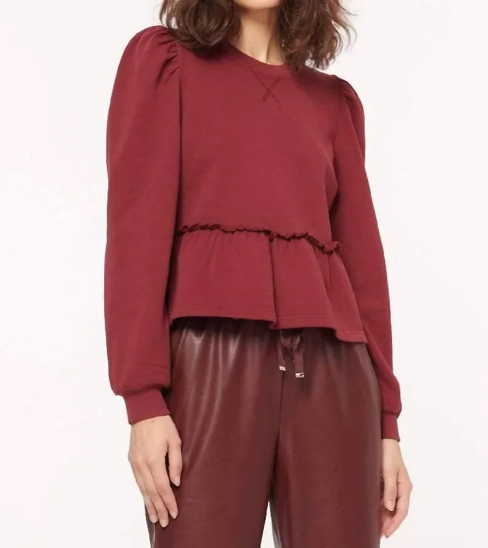 Women's Blouse with Keyhole NeckLyra Sweatshirt In Currant
