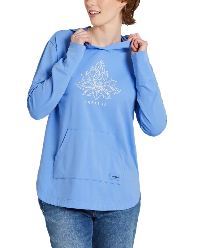 Women's Blouse with Collarless NeckLife is Good Crusher-Flex Boxy Hoodie