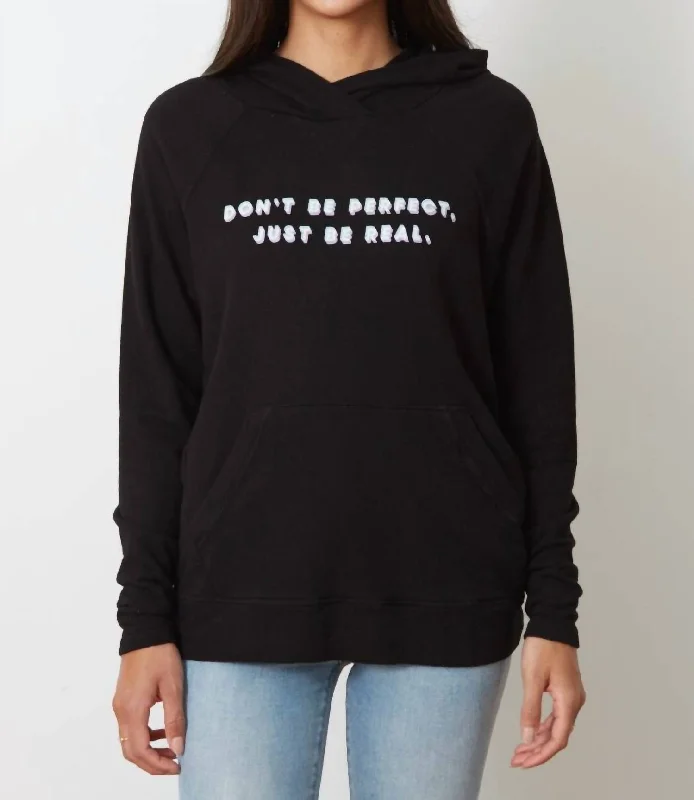 Women's Blouse with ZipperElvy Hoodie In Don't Be Perfect