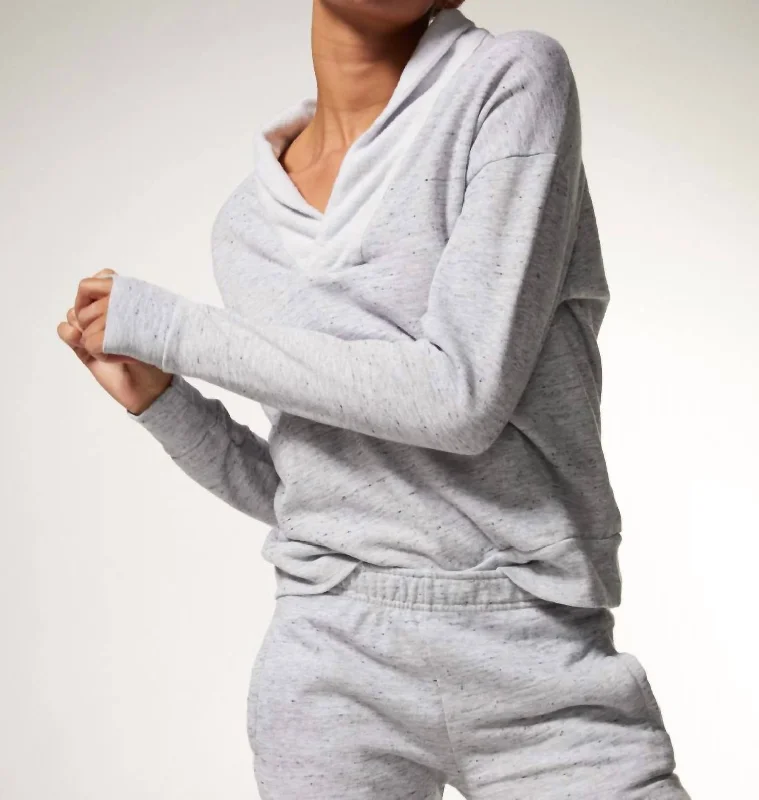 Women's Blouse for OfficeNeps Shawl Collar Sweatshirt In Heather Grey