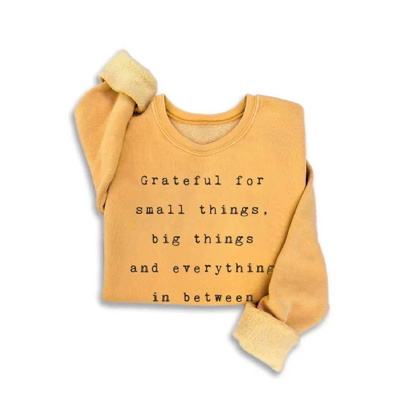 Women's Blouse for EveningWomen's Grateful For Small Things Mineral Sweatshirts In Mineral Mustard