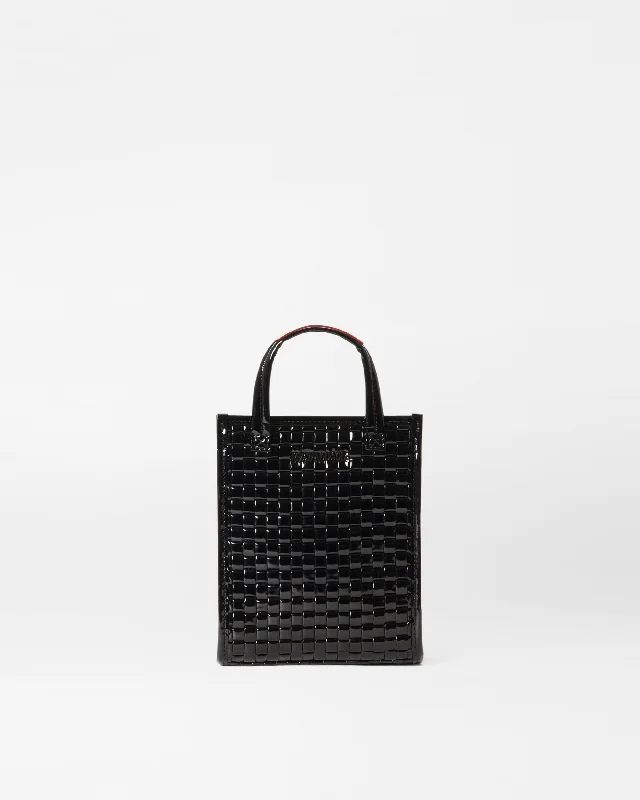 Black Lacquer Micro Woven Box Tote