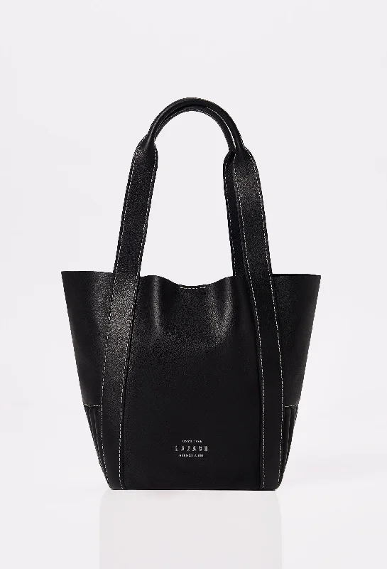 Black Leather Mini Bucket Bag 'Ushuaia'