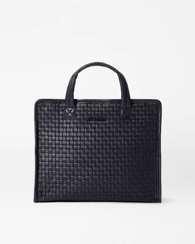 Black Medium Woven Box Tote