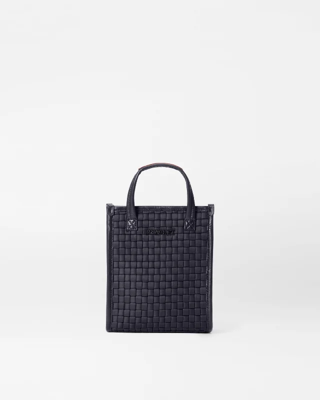 Black Micro Woven Box Tote