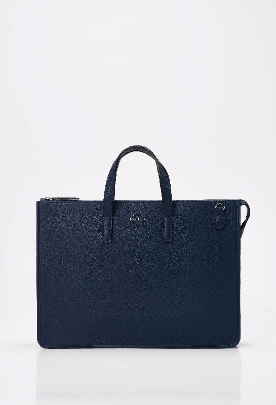 Blue Leather Slim Briefcase