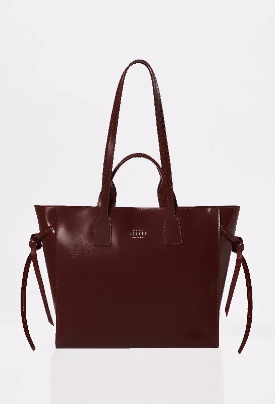 Coffee Leather Tote Bag 'Lambro'