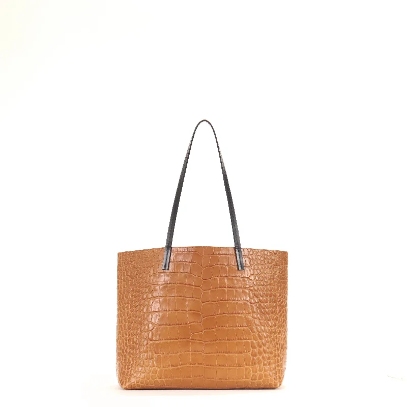 ESSENTIAL TOTE CARAMEL EMBOSSED GATOR