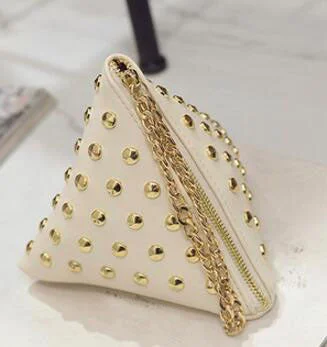 FLYING BIRDS women clutch rivet leather bags Triangular zipper bag ladies purse party bags high quality handbag 2017 LM4361fb