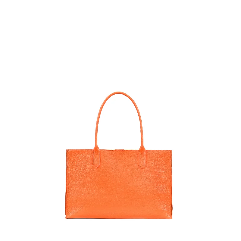 HARBOR TOTE BRIGHT ORANGE ITALIAN PEBBLE