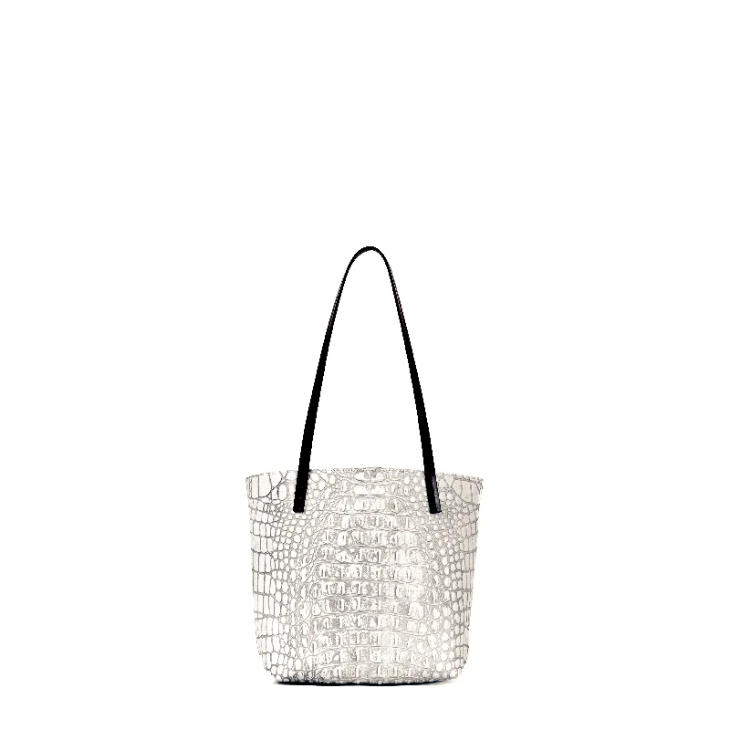 MINI ESSENTIAL TOTE WHITE MIST EMBOSSED CROC