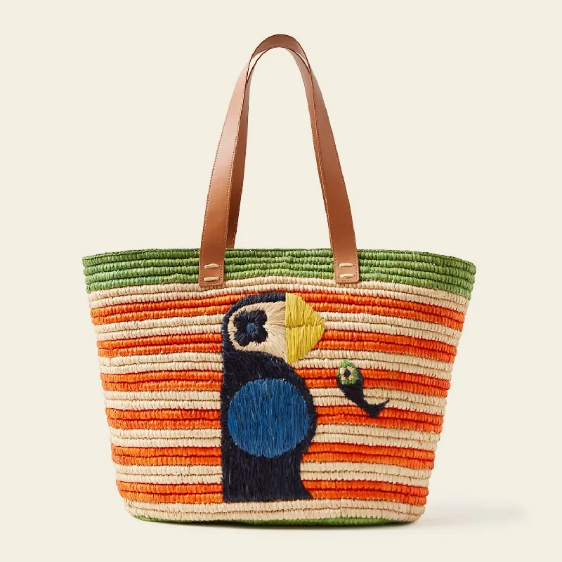 Monday Basket Bag - Puffin Orange Stripe