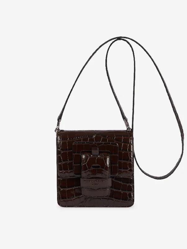 Petit sac Love Me en cuir gaufré chocolat