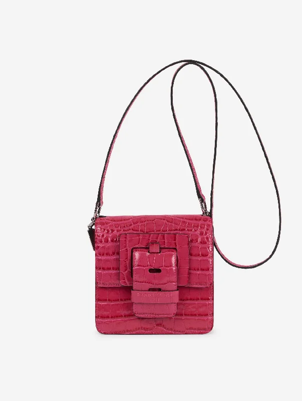 Petit sac Love Me en cuir gaufré fuchsia