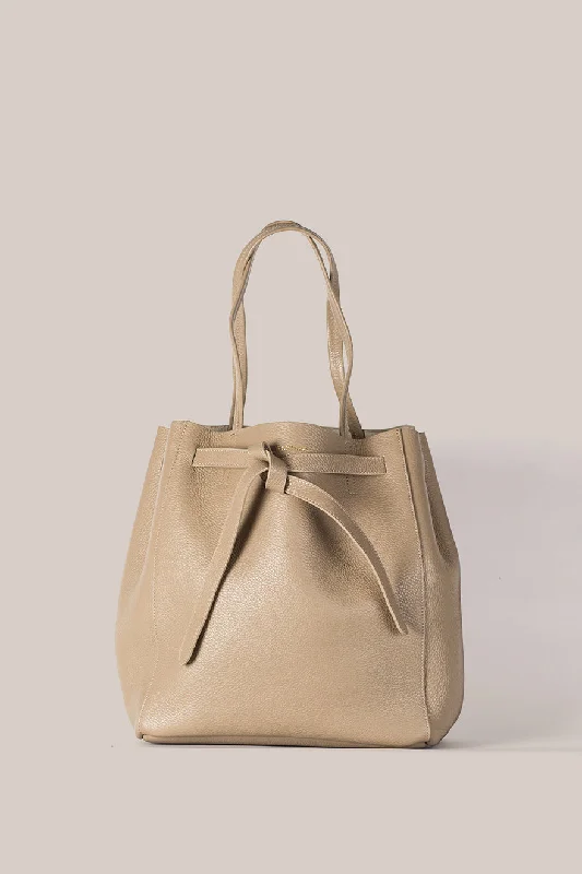 Phoebe Beige Leather Knot Tote