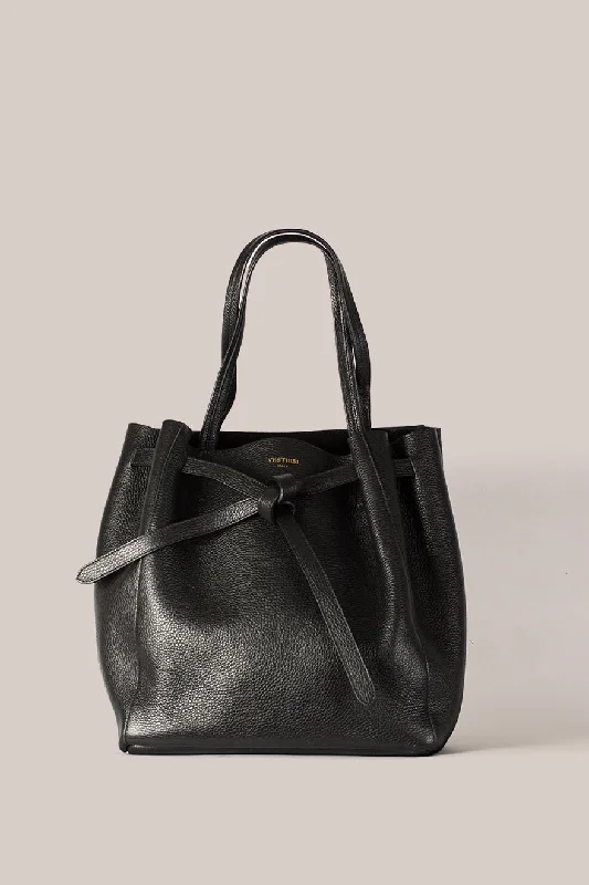 Phoebe Black Leather Knot Tote