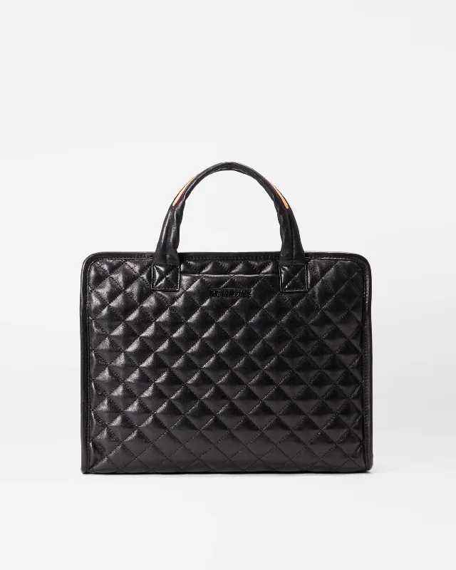 Quilted Black Leather Medium Metro Box Tote