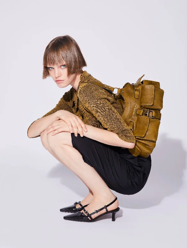 Sac BB Re-edition en cuir vert olive