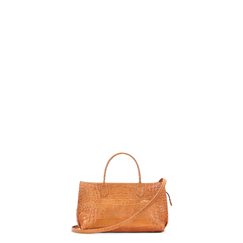 SMALL DAY BAG CARAMEL EMBOSSED GATOR