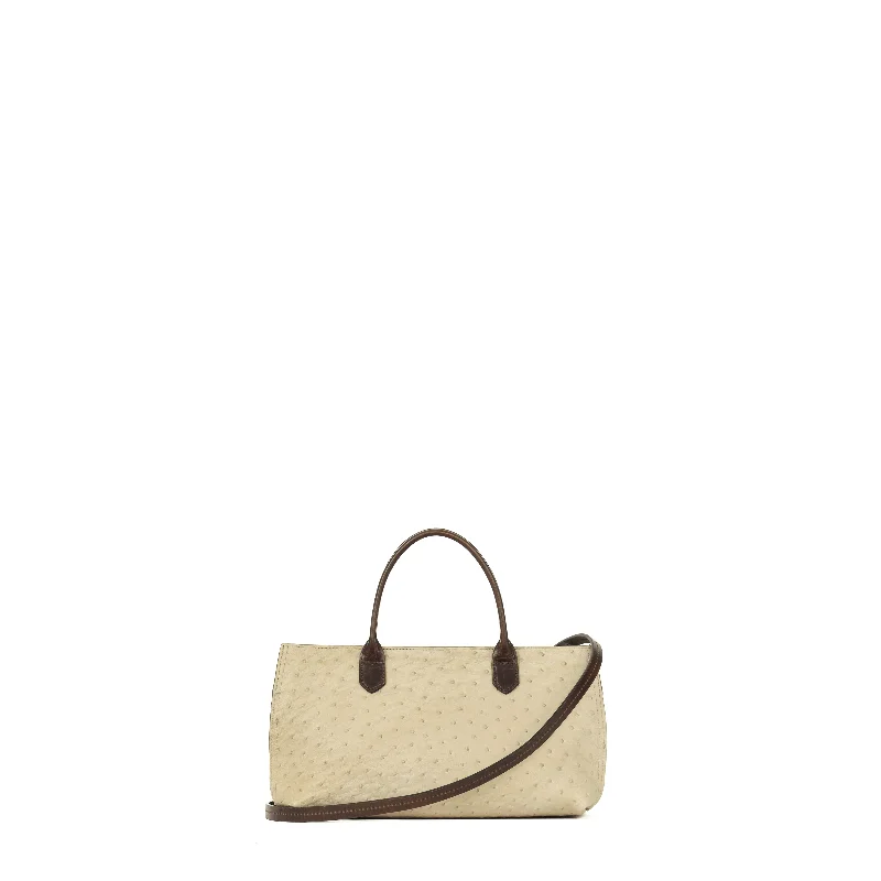 SMALL DAY BAG KHAKI GENUINE OSTRICH