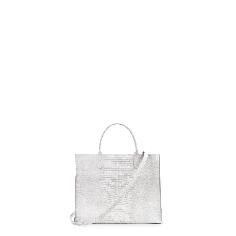 SMALL HARBOR TOTE ANTIQUE WHITE EMBOSSED LIZARD