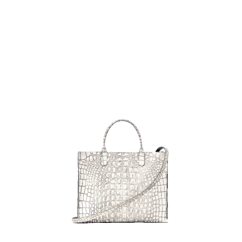 SMALL HARBOR TOTE WHITE MIST EMBOSSED CROC