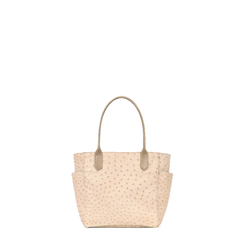 SMALL POCKET TOTE BLUSH GENUINE OSTRICH