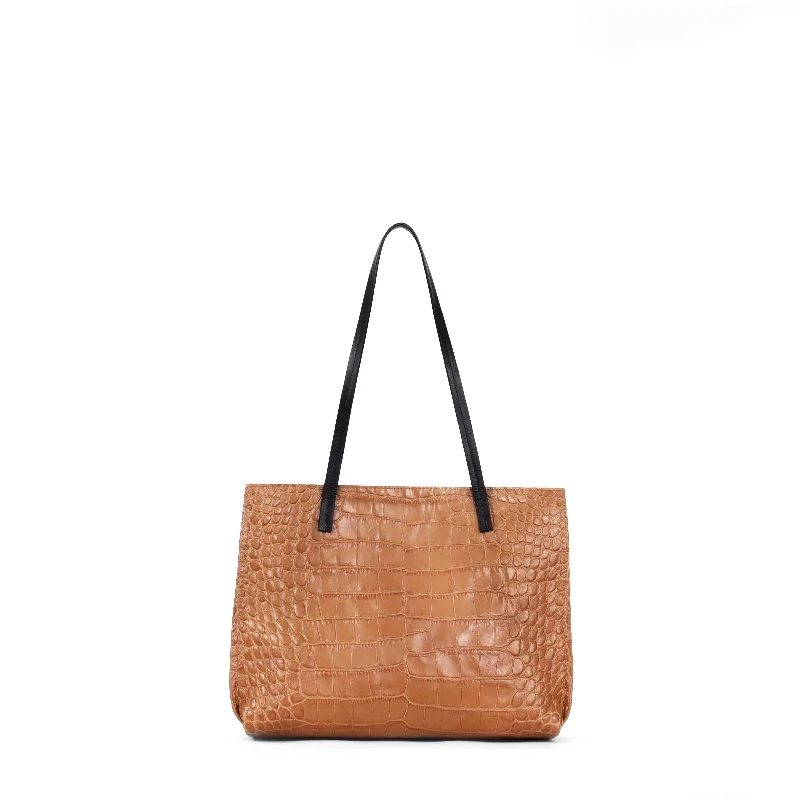 STRAPPY DAY BAG CARAMEL EMBOSSED GATOR