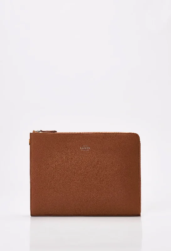 Tan Leather Slim Computer Case